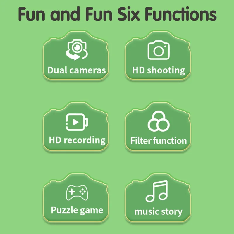 X12S Cartoon Dragon 2.0 Inch IPS Screen Children Mini Camera Video Recorder, No TF Card (CE Certified) - Green
