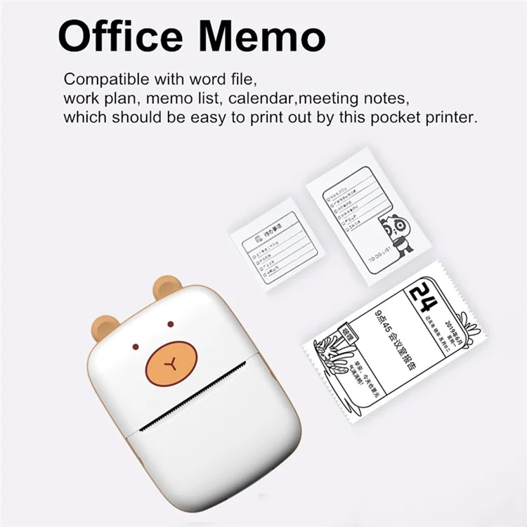 A8A Portable Bluetooth-compatible Photo Printer Wireless Office Memo Student Mini Printer