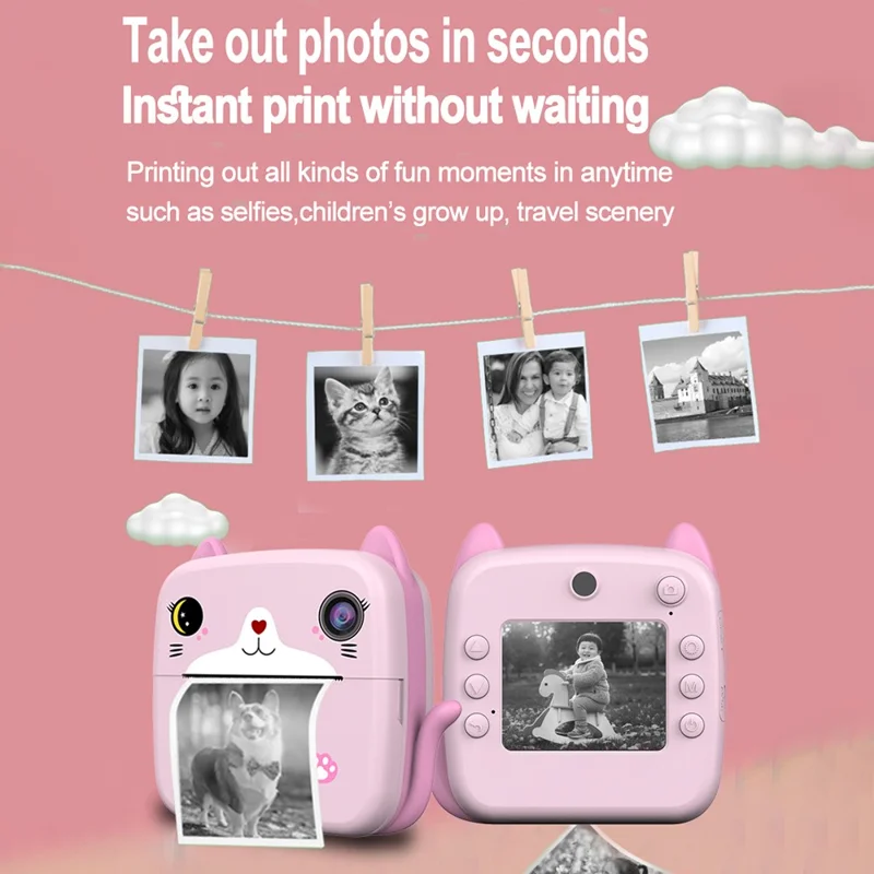 A21 2.4-inch Screen Kids Instant Camera Rechargeable Camera Toy with Print Paper - Blue