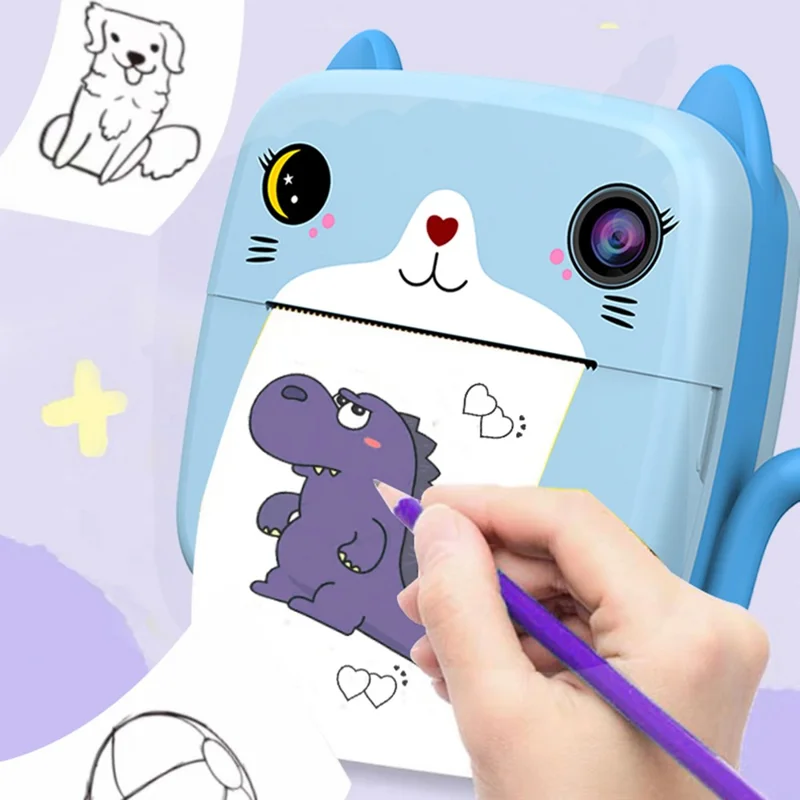 A21 2.4-inch Screen Kids Instant Camera Rechargeable Camera Toy with Print Paper - Blue