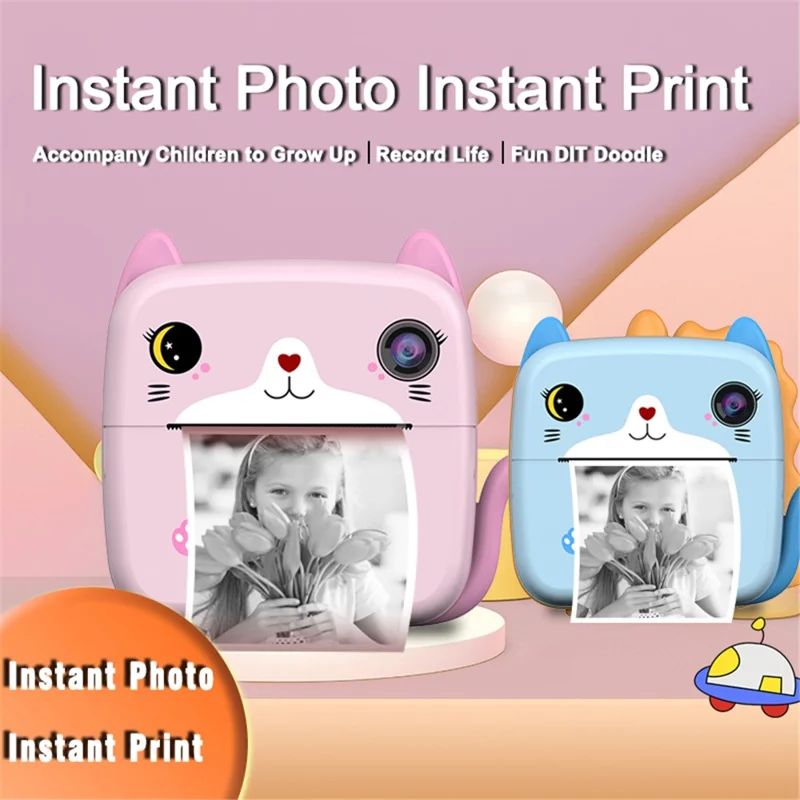 A21 2.4-inch Screen Kids Instant Camera Rechargeable Camera Toy with Print Paper - Blue