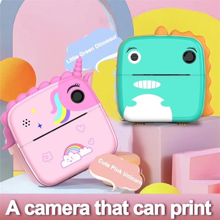 A20 2.4-inch Screen Kids Instant Camera Rechargeable Photo Printing Camera Toy - Pink