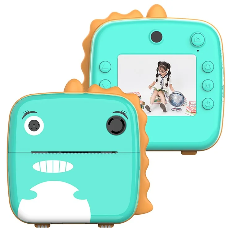 Cámara de Fotos Instantánea para Niños A20 de 2.4 Pulgadas, Pantalla Recargable, Cámara de Impresión de Fotos de Juguete - Verde