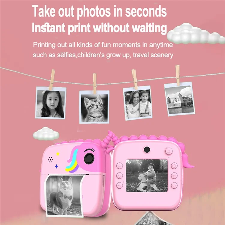 Cámara de Fotos Instantánea para Niños A20 de 2.4 Pulgadas, Pantalla Recargable, Cámara de Impresión de Fotos de Juguete - Verde