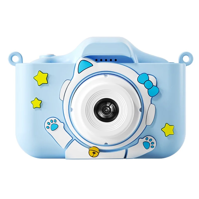 Y20 Cartoon Space Cat 2.0 Inch Screen Camera Rechargeable Kids Camera Toy with Music and Game - Space Cat / Blue