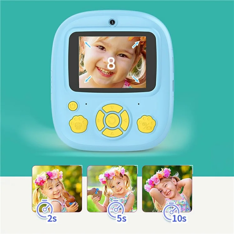 P5 Photo Printer Children Birthday Gift 2.4-Inch Kids Instant HD Video Print Camera - Blue