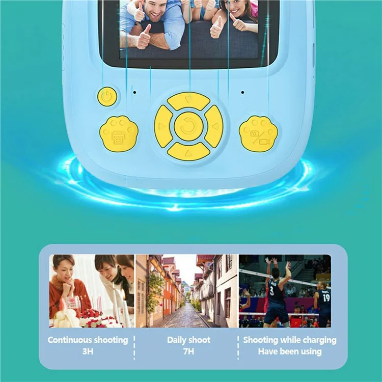 P5 Photo Printer Children Birthday Gift 2.4-Inch Kids Instant HD Video Print Camera - Blue