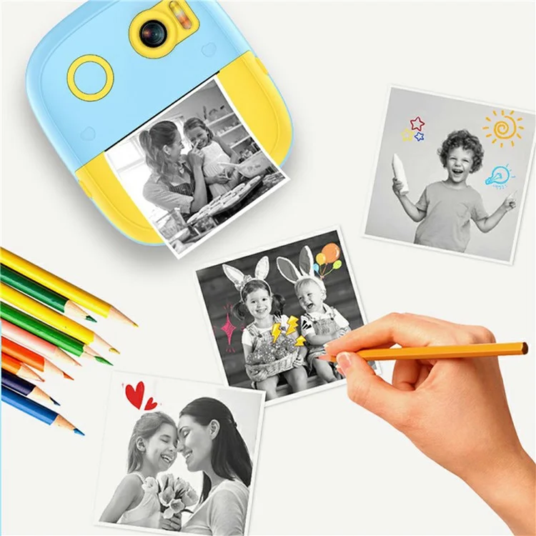 P5 Photo Printer Children Birthday Gift 2.4-Inch Kids Instant HD Video Print Camera - Blue