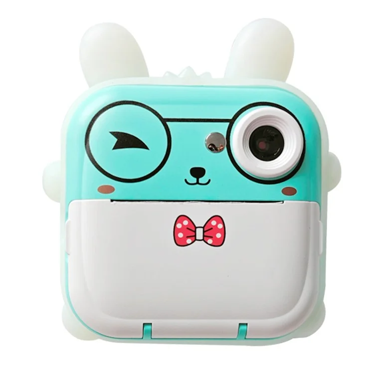 Q5 2.4 Inch Kids Camera Cartoon Design Instant Print Photo Mini Digital Video Camera - Blue Rabbit