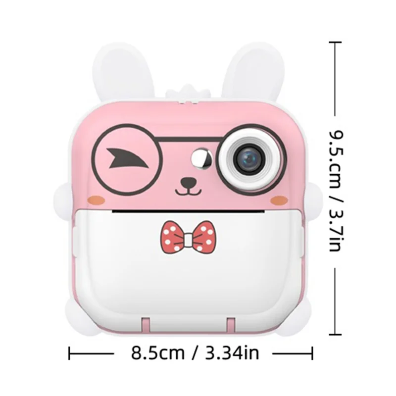 Q5 2.4 Inch Kids Camera Cartoon Design Instant Print Photo Mini Digital Video Camera - Blue Rabbit
