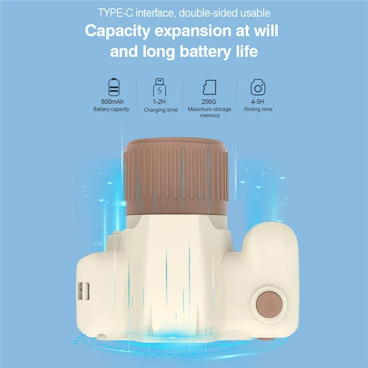 H10 2,4 polegadas Tela IPS Gravador de Vídeo com Lente Dupla, Câmera para Crianças, Cartão de Memória de 32G + Leitor de Cartão - Rosa