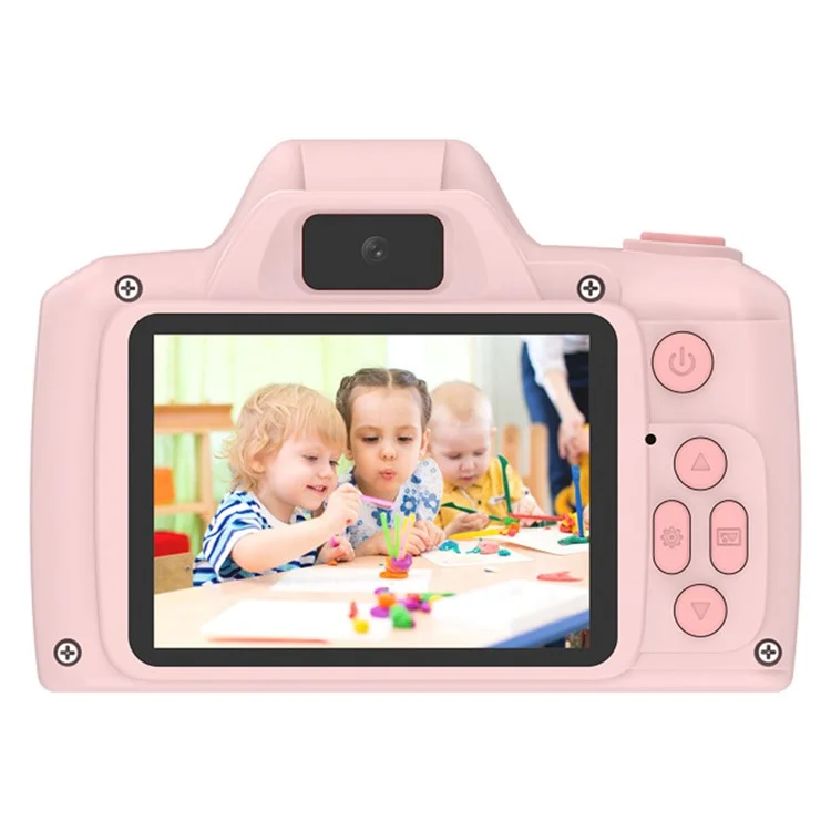 H10 2,4 polegadas Tela IPS Gravador de Vídeo com Lente Dupla, Câmera para Crianças, Cartão de Memória de 32G + Leitor de Cartão - Rosa
