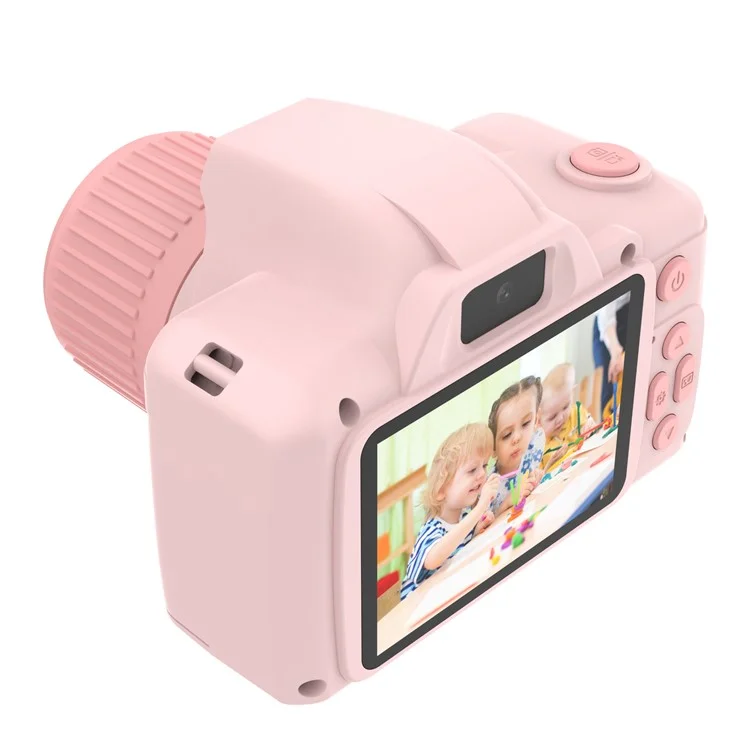 H10 2,4 polegadas Tela IPS Gravador de Vídeo com Lente Dupla, Câmera para Crianças, Cartão de Memória de 32G + Leitor de Cartão - Rosa