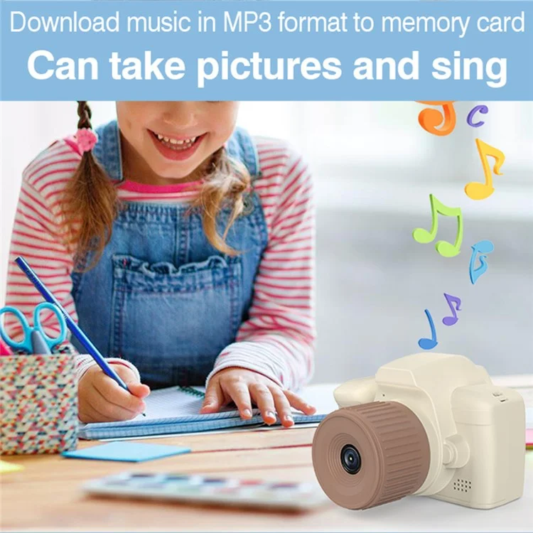 H10 2.4-inch IPS Screen Long Lens Kids Camera Rechargeable Dual Lens HD Camera Toy - Pink