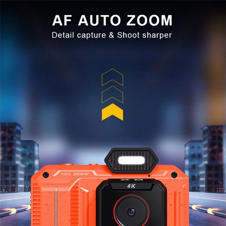 Fotocamera digitale vintage D52 con schermo IPS da 2,88 pollici, zoom 18x, messa a fuoco automatica e video - Arancione