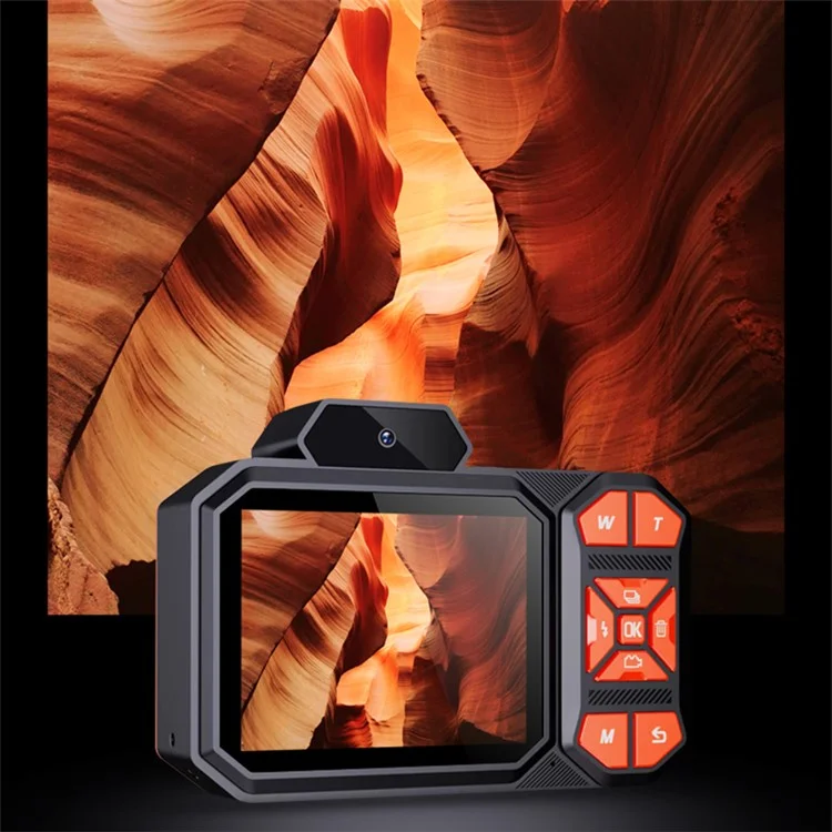 Fotocamera digitale vintage D52 con schermo IPS da 2,88 pollici, zoom 18x, messa a fuoco automatica e video - Arancione