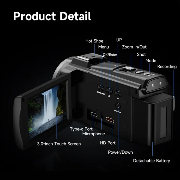 HDV-255K HD 5K Outdoor Sports DV Actionkamera Handheld Anti-shake-digitalkamera - US -stecker