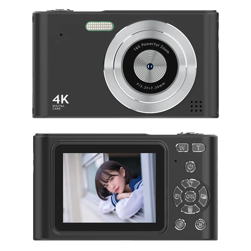 H15 2.4-inch IPS Screen Digital Camera Portable HD CCD Camera with 32G TF Card + Card Reader - Black