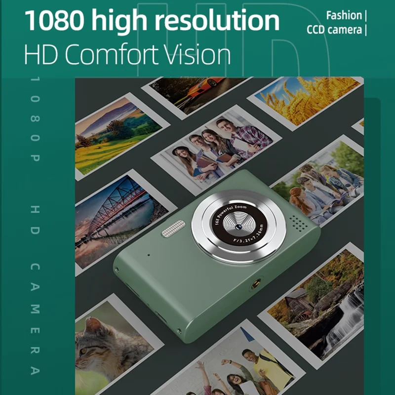 H15 2.4-inch IPS Screen Digital Camera Portable HD CCD Camera with 32G TF Card + Card Reader - Black