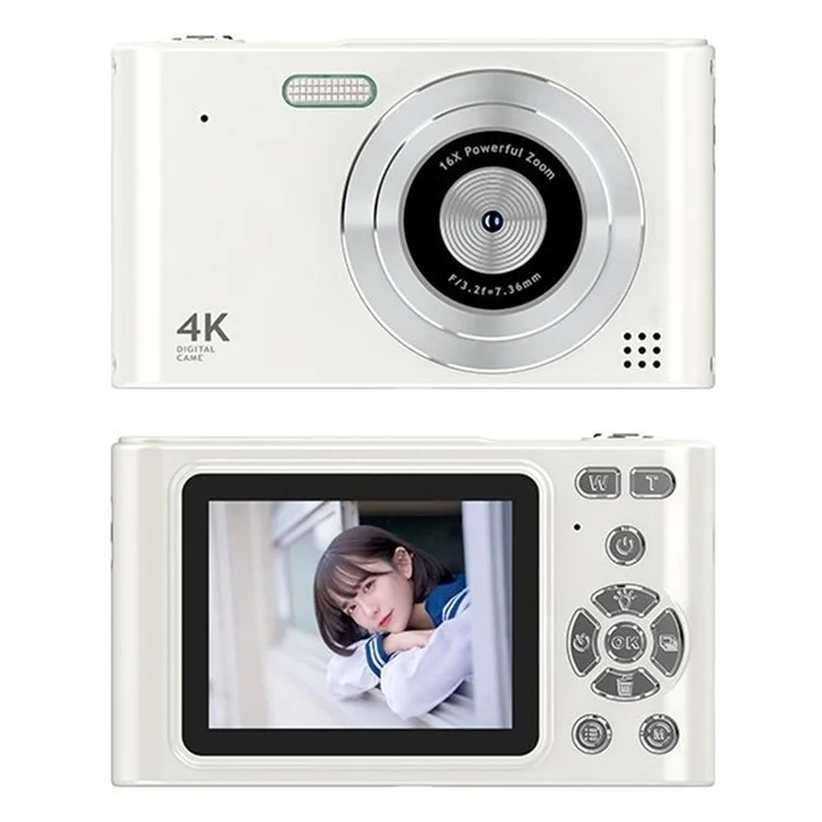H15 2.4-inch IPS Screen Digital Camera Portable HD CCD Camera with 32G TF Card + Card Reader - White