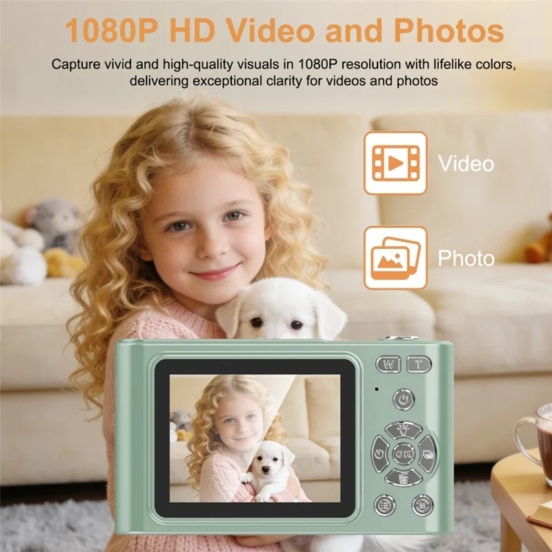 H15 2.4-inch IPS Screen Digital Camera HD Photo Video Recording CCD Camera - Gold