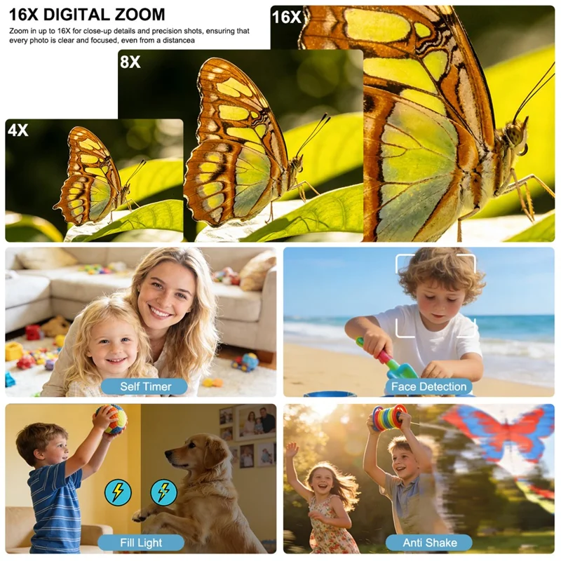 H15 2.4-inch IPS Screen Digital Camera HD Photo Video Recording CCD Camera - Gold