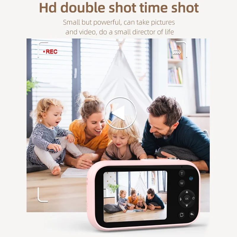 H17 2.8-inch IPS Screen Digital Camera HD Dual Lens CCD Camera with 32G TF Card + Card Reader - White