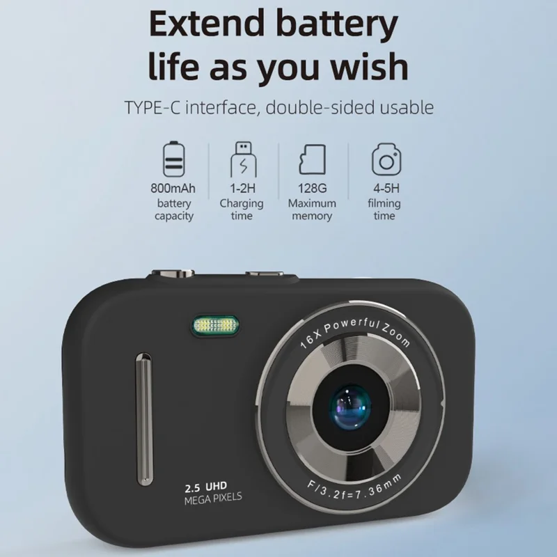 H17 2.8-inch IPS Screen Digital Camera HD Dual Lens CCD Camera with 32G TF Card + Card Reader - White