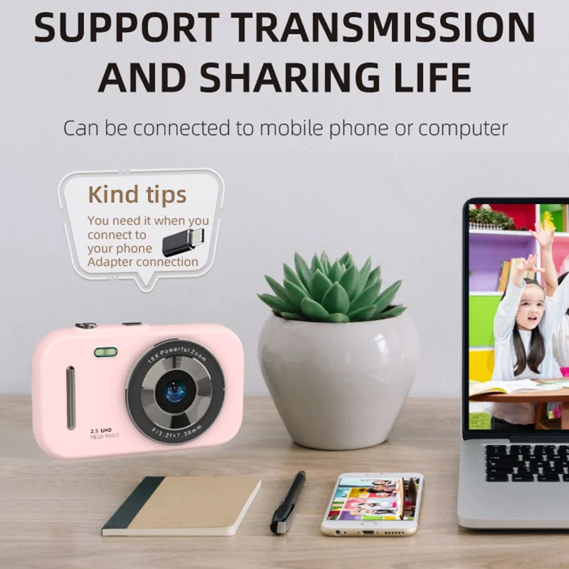 H17 2.8-inch IPS Screen Digital Camera HD Dual Lens CCD Camera with 32G TF Card + Card Reader - White