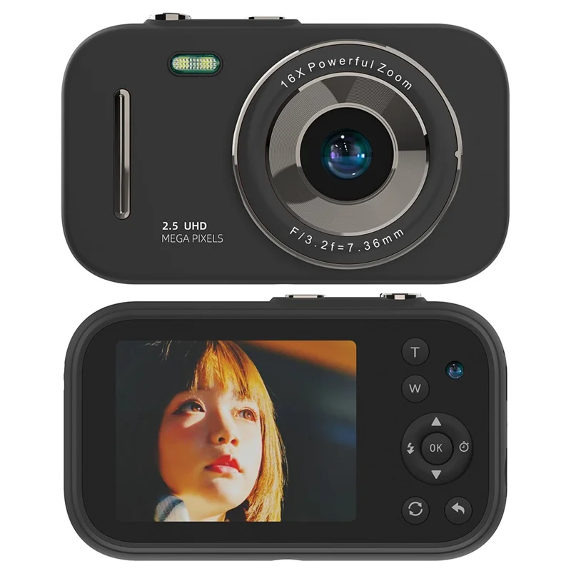 H17 2.8-inch IPS Screen Student Entry-Level Digital Camera HD Dual Lens CCD Camera - Black