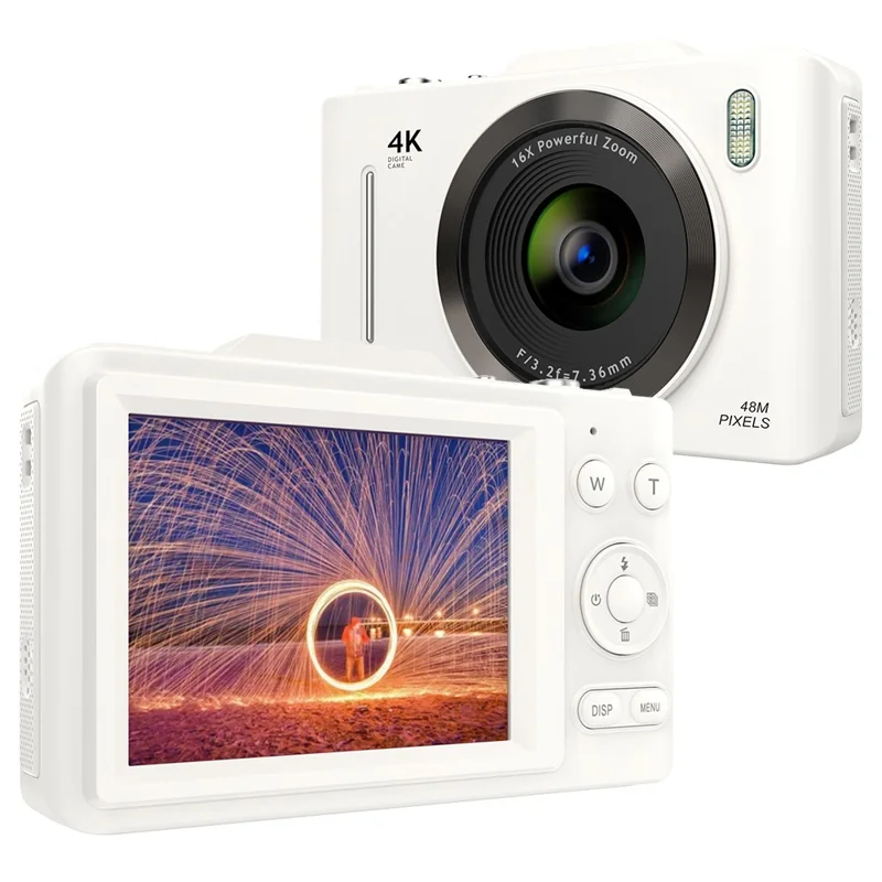 H16 2.8-inch IPS Screen Student Digital Camera 16x Zoom Anti-Shake Autofocus CCD Camera - White