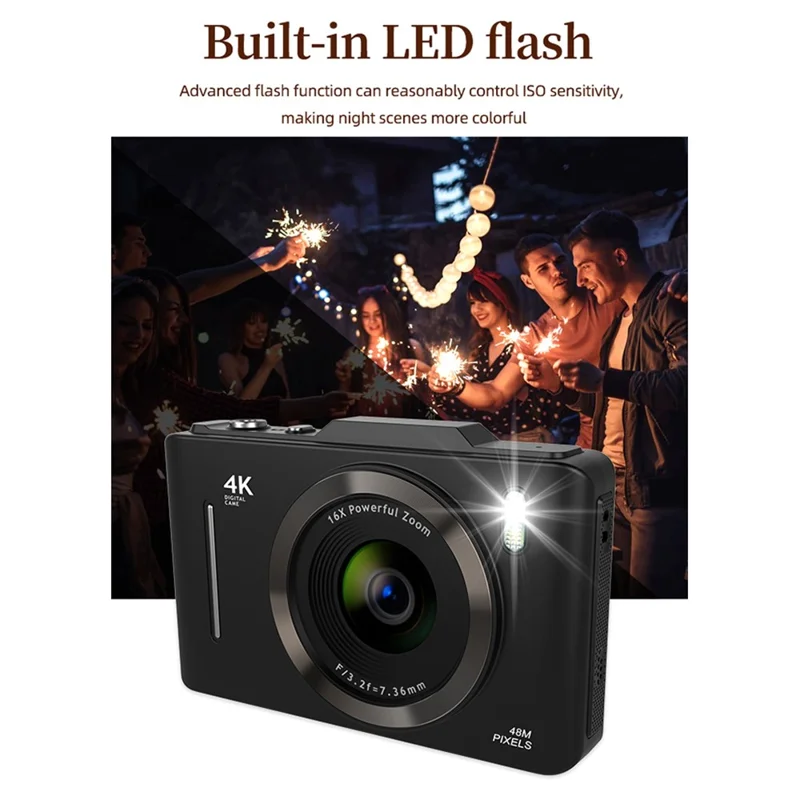 H16 2.8-inch IPS Screen Student Digital Camera 16x Zoom Anti-Shake Autofocus CCD Camera - White