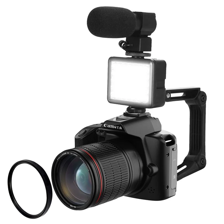 D5 HD WiFi Digital Camera with Light, Holder, Mic, Lens 4K Dual Lens Night Vision DV Camcorder