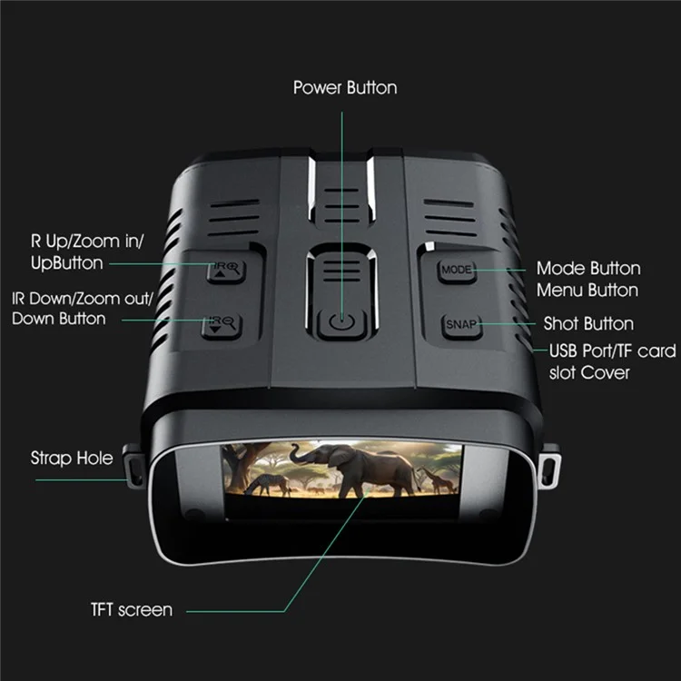 R19 Night Vision 2K Ultra HD Binoculars Digital Zoom 3.2 Inch Screen Outdoor Hunting Telescope