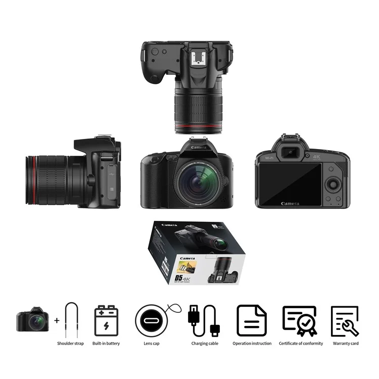 D5 HD WiFi Digital Camera 4K Dual Lens Night Vision DV Camcorder, Standard Version