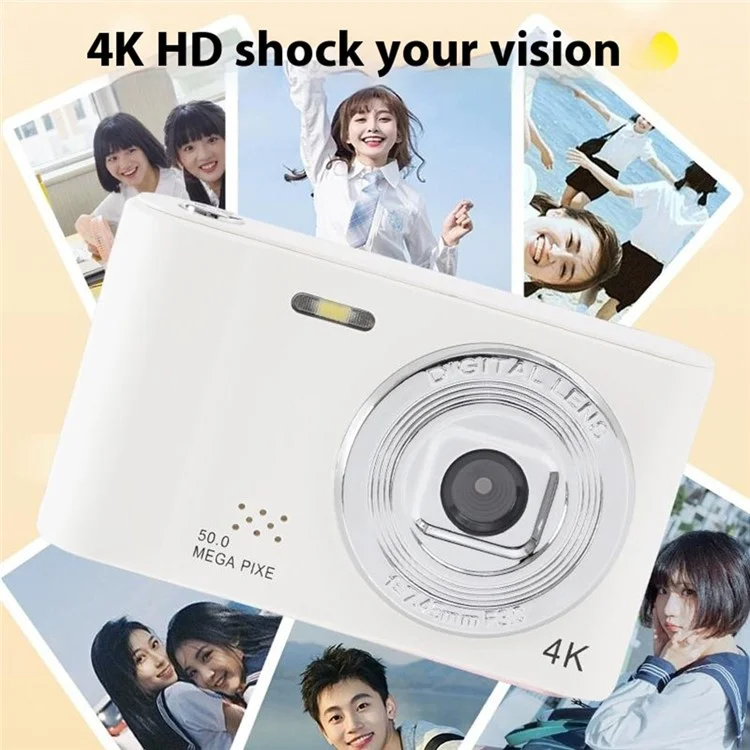 D04 Portable Mini 2,3-дюймовый Экран Цифровой Камеры Студент Студент 4K HD Камера (без Карты Памяти) - Черный