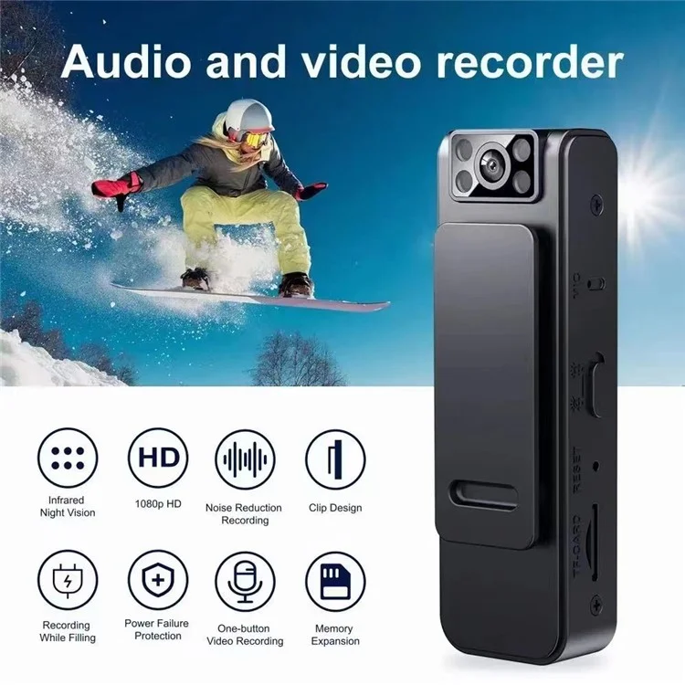 L8+ WiFi HD 1080P Mini Camera Back Clip Bodycam Voice and Audio Recorder for Law Enforcement