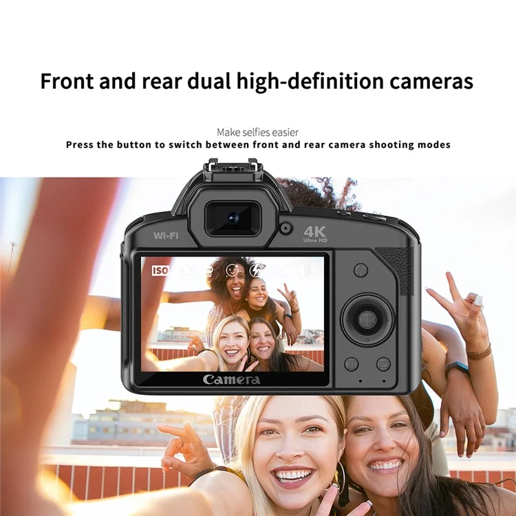 D5 3" Display HD Digital Camera with Fill Light, 4K Dual Lens Night Vision WiFi DV Camcorder