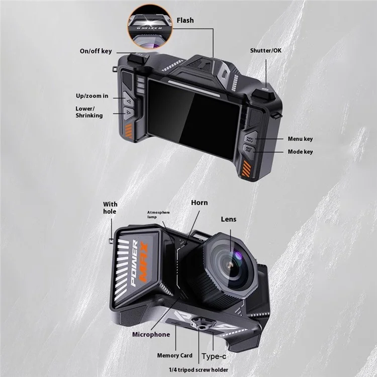 Fotocamera Digitale NVC600 4K 70MP 50X Digital Zoom Anti-Shake WiFi Camera Con LED LED a LED da 64 g TF Luce di Riempimento