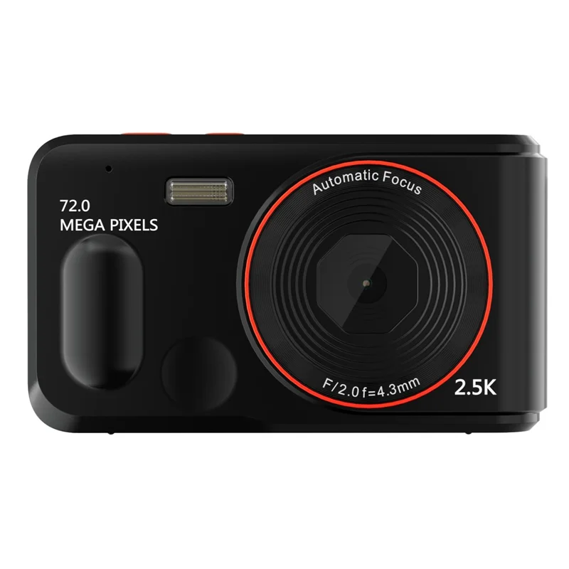 XJ01 2.5K Digital Camera 72MP 16X Digital Zoom Autofocus Video Vlogging Camera with 2.4 inch Screen - Black