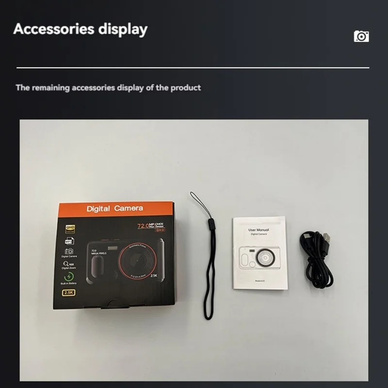 XJ01 2.5K Digital Camera 72MP 16X Digital Zoom Autofocus Video Vlogging Camera with 2.4 inch Screen - Black