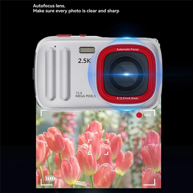 XJ04 2.5K Digital Camera 72MP 16X Digital Zoom Autofocus Video Vlogging Camera with 2.4 inch Screen - Blue