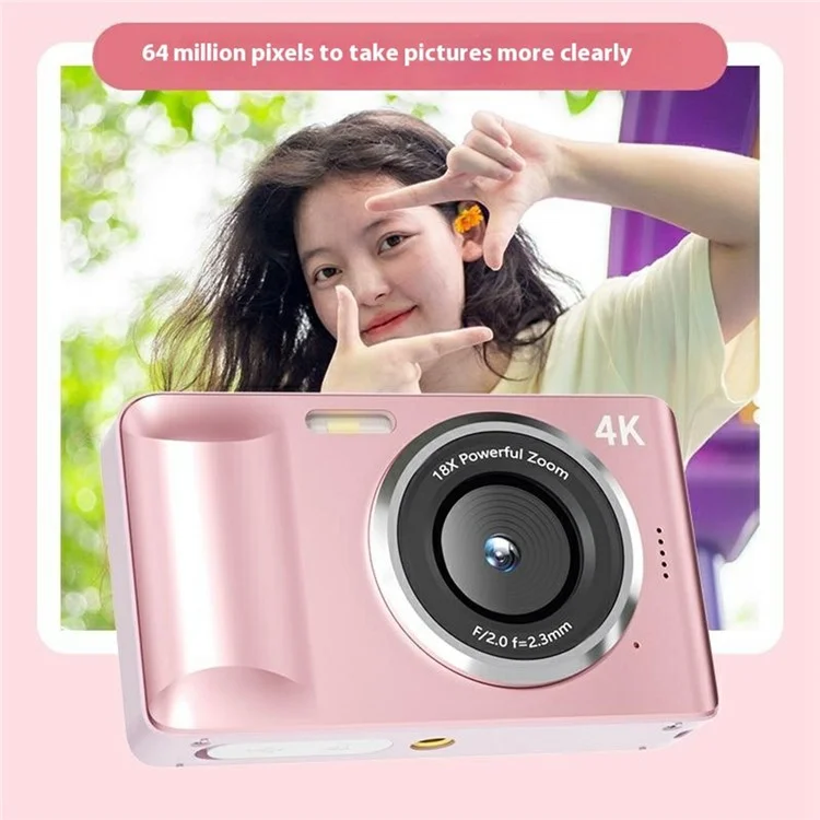 FC001 2.8-inch IPS Screen Digital Camera Student HD CCD Camera with 32G TF Card + Card Reader - Pink
