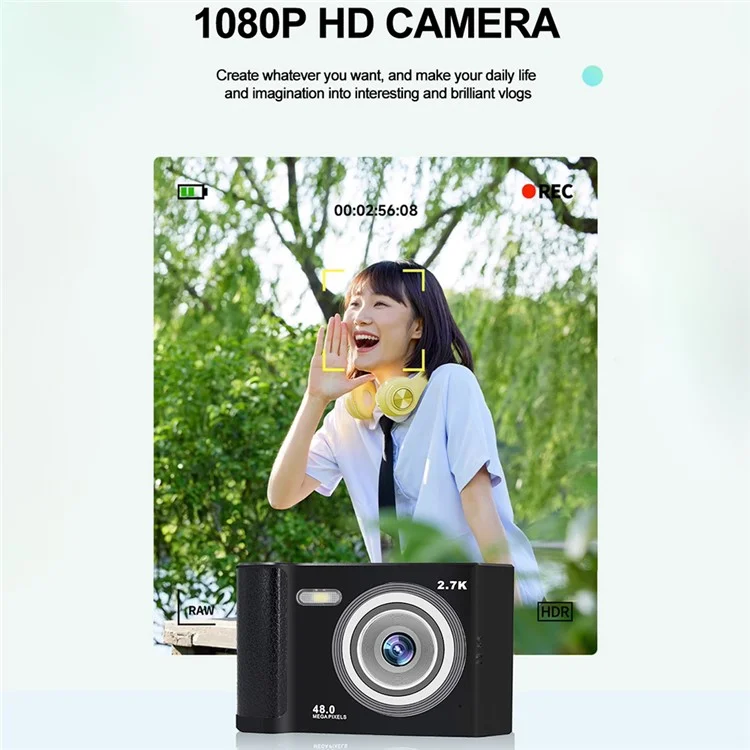 AC06C Studenten 2,8-Zoll-CCD-Retro-Digitalkamera HD 16x Zoom 48MP Videorekorder - Pink