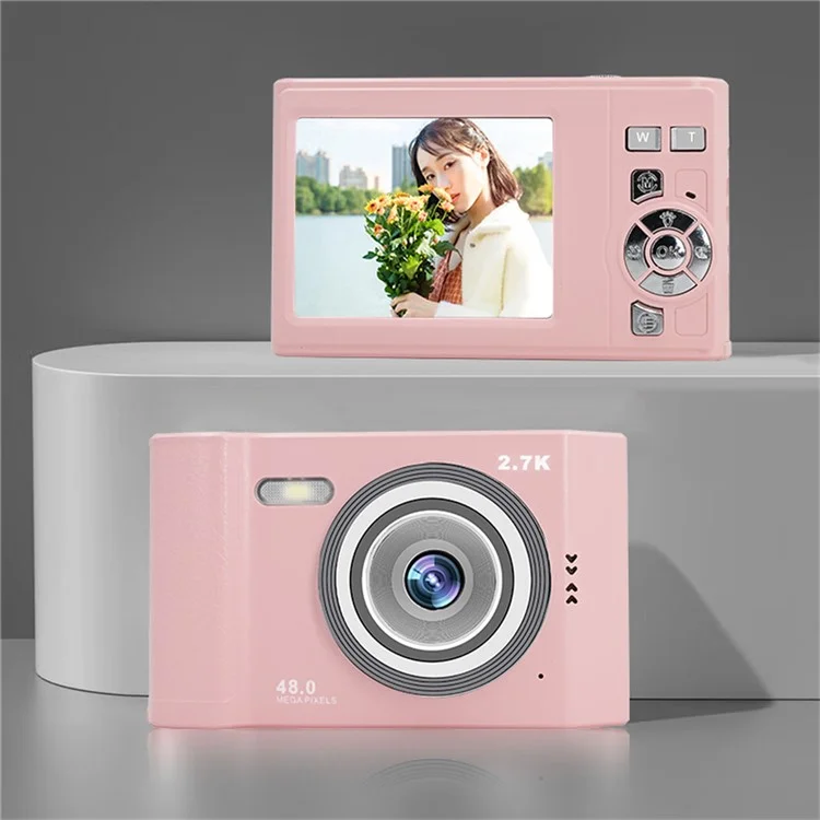 AC06C Studenten 2,8-Zoll-CCD-Retro-Digitalkamera HD 16x Zoom 48MP Videorekorder - Pink