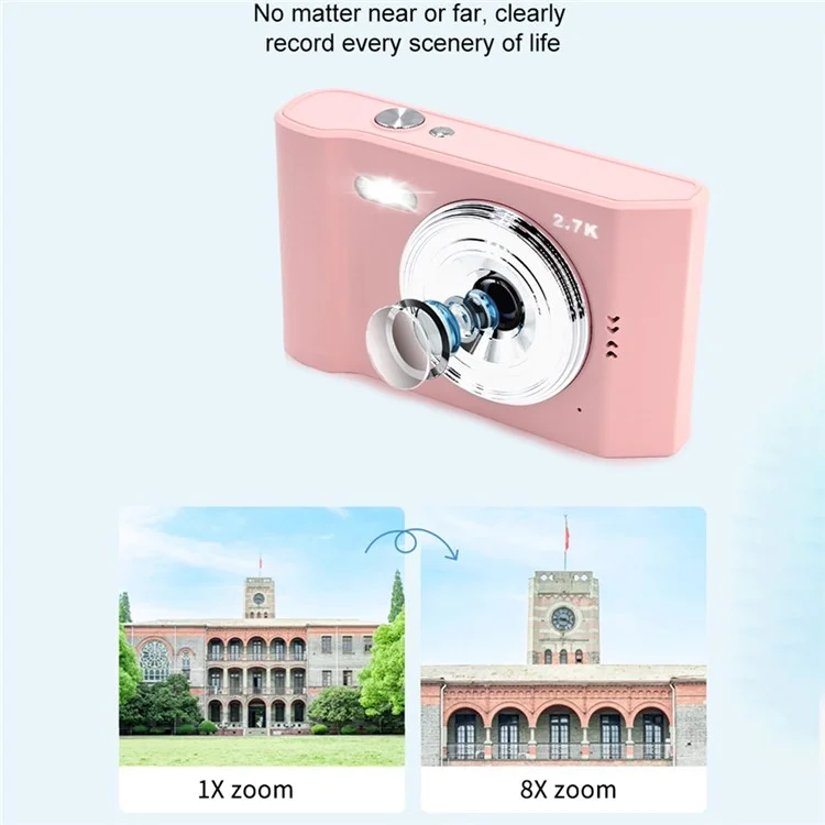 AC06C Studenten 2,8-Zoll-CCD-Retro-Digitalkamera HD 16x Zoom 48MP Videorekorder - Pink
