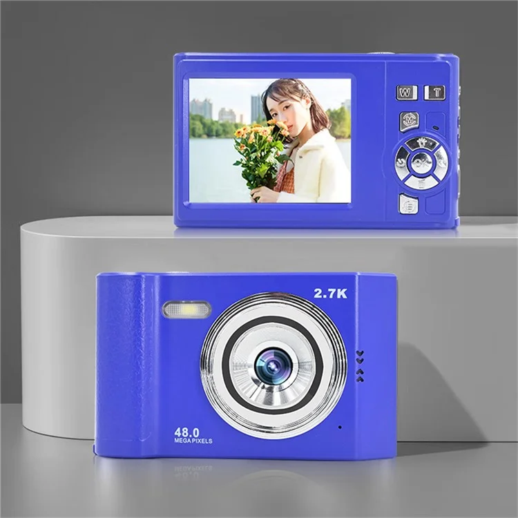 AC06C Students 2.8 Inch CCD Retro Digital Camera HD 16X Zoom 48MP Video Recorder - Blue