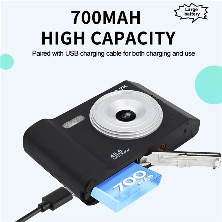 AC06C Students 2.8 Inch CCD Retro Digital Camera HD 16X Zoom 48MP Video Recorder - Blue