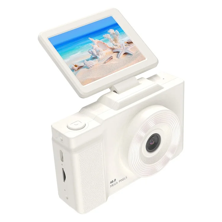 Fotocamera digitale CCD con schermo flip da 2,8 pollici, con luce di riempimento integrata, registratore fotografico e video HD - Bianco
