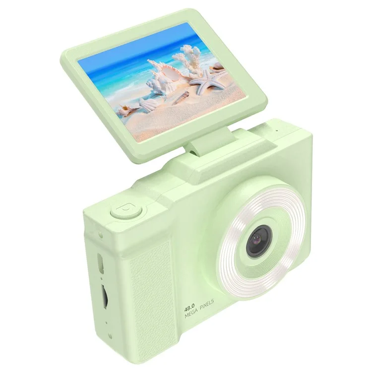 H13 2.8 Inch Flip Screen CCD Digital Camera Built-In Fill Light HD Video Recorder with 32G TF Card and Card Reader - Green